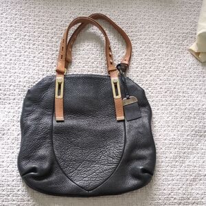 Stuart Weitzman Black and Tan Leather Tote